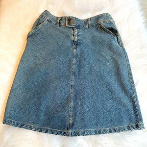 Vintage Skirt Denim Jean 90s Y2K A-Line Academia Crazy Horse Liz Claiborne Sz 8P